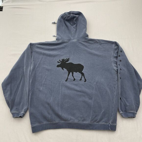 Black Moose Trading Post Sweatshirt Hoodie Mens Medium Blue Gray Kittery Maine - Picture 3 of 11